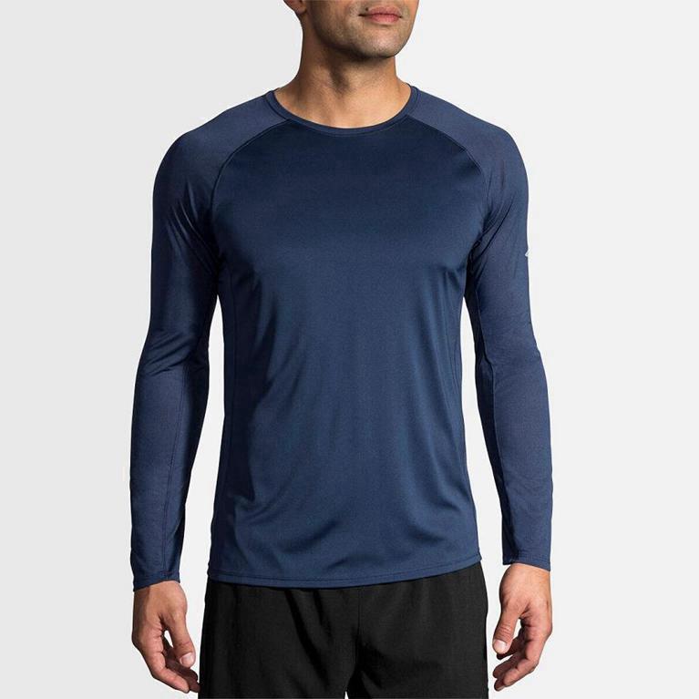 Brooks Stealth - Camisetas Manga Larga Hombre - Azules (JLQK-58643)